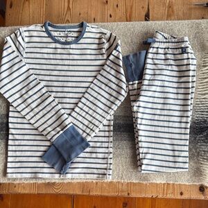 Polarn O. Pyret Blue and White Striped Kids Pajama Set